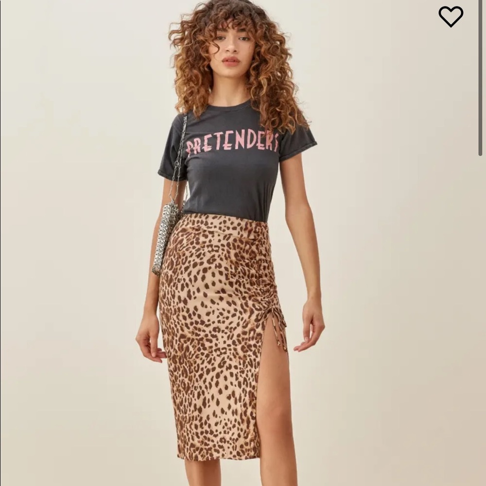 Reformation Leopard Print Midi Skirt
